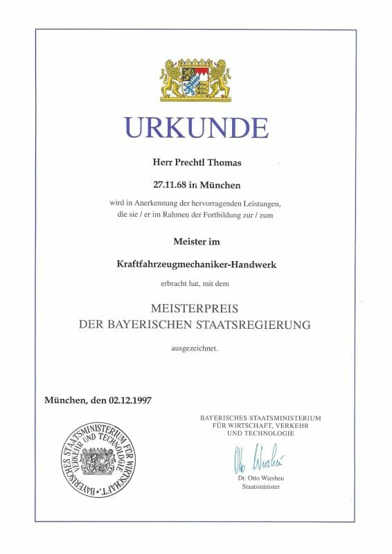 Sachverstand: Meisterpreis der Bayerischen Staatsregierung KFZ-Handwerk